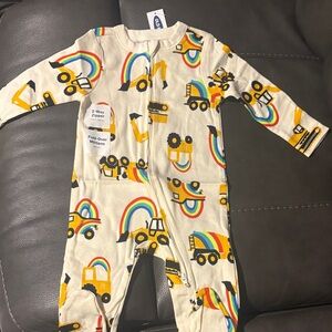 Yellow and Blue Construction Print Footie